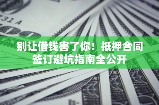 武汉别让借钱害了你！抵押合同签订避坑指南全公开